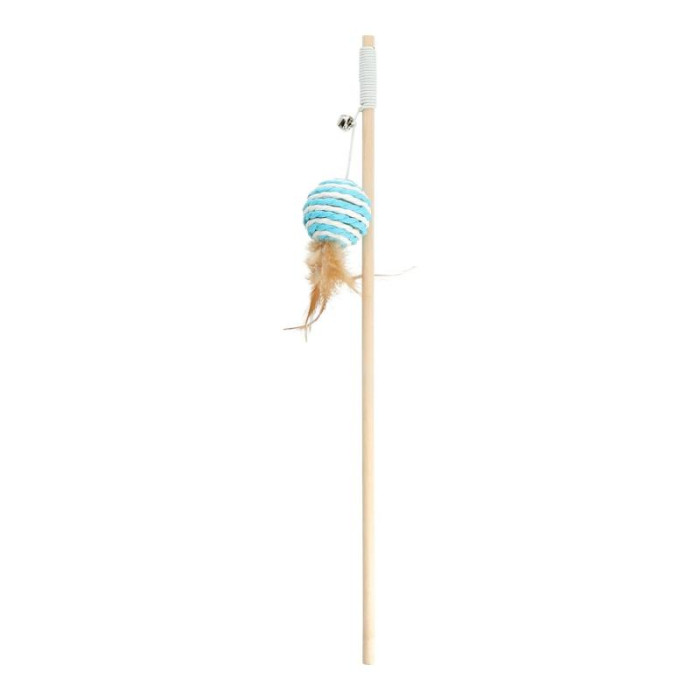 HIPPIE PET Kassi mänguasi, õng, sulega ja pall, 40 cm 