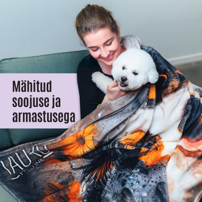 TAURO PRO LINE Pehme pleed Austraalia lambakoera aplikatsiooniga, kirju 