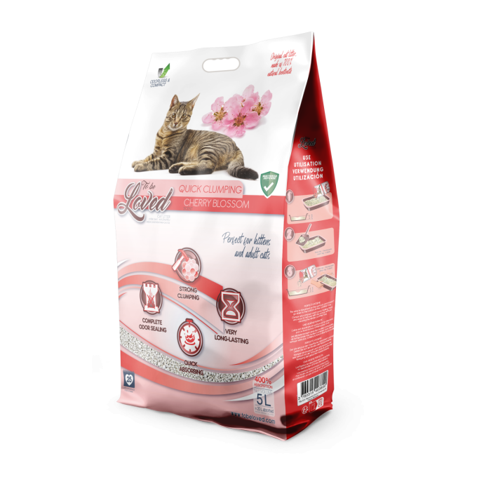 TOBELOVED комкующийся бентонитовый наполнитель для кошачьих лотков, с ароматом вишни 