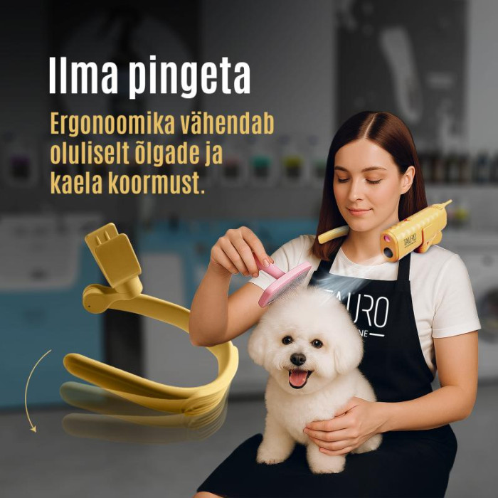 TAURO PRO LINE Universaalne lemmikloomaföön painduva kaelakinnitussüsteemiga 