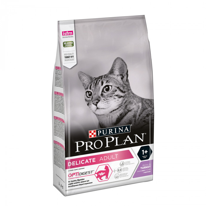 PRO PLAN OPTIDIGEST сухой корм для взрослых чувствительных кошек, с индейкой  
