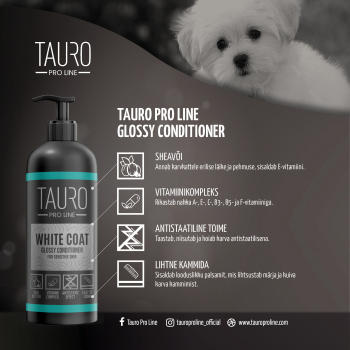 TAURO PRO LINE White Coat, siluv palsam valgekarvalisele koerale ja kassile 