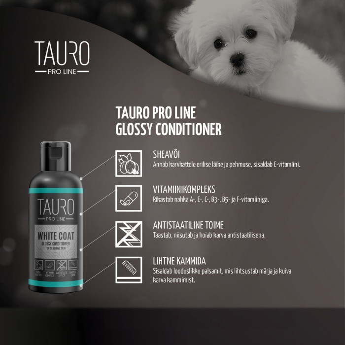 TAURO PRO LINE White Coat, siluv palsam valgekarvalisele koerale ja kassile 