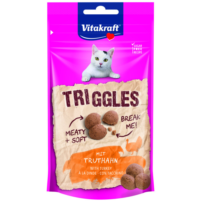 VITAKRAFT Triggles kормовые добавки - лакомства для кошек, с индейкой 
