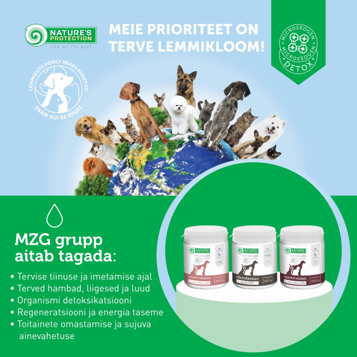 NATURE'S PROTECTION MicroZeoGen täiendsööt  koertele ja kassidele, kaltsiumiga 