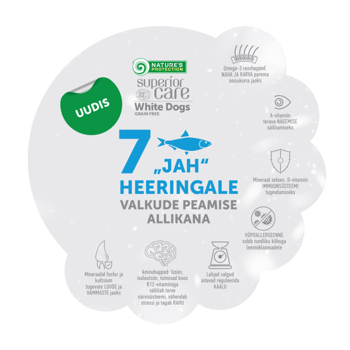 NATURE'S PROTECTION SUPERIOR CARE teraviljavaba kuivtoit heeringaga väikest kasvu valge karvaga täiskasvanud koertele 