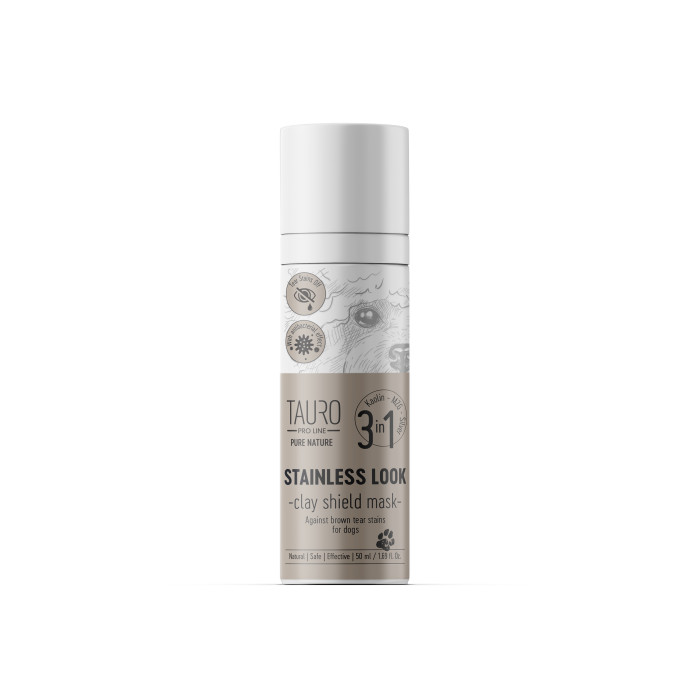 TAURO PRO LINE Pure Nature Stainless look 3in1, naturaalne savimask koerakarva pisaraplekkide vastu, 