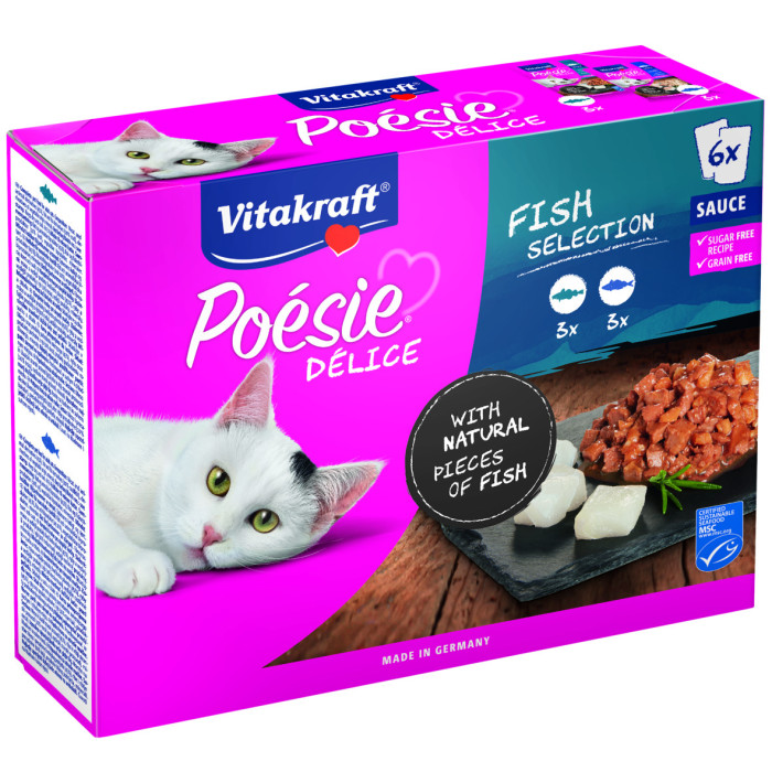 VITAKRAFT POESIE DELICE multipack консервированный корм для взрослых кошек, с рыбой 