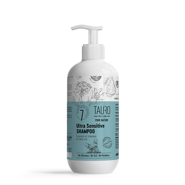 TAURO PRO LINE Pure Nature Ultra Sensitive, šampoon tundliku nahaga koerte ja kasside karvkattele 
