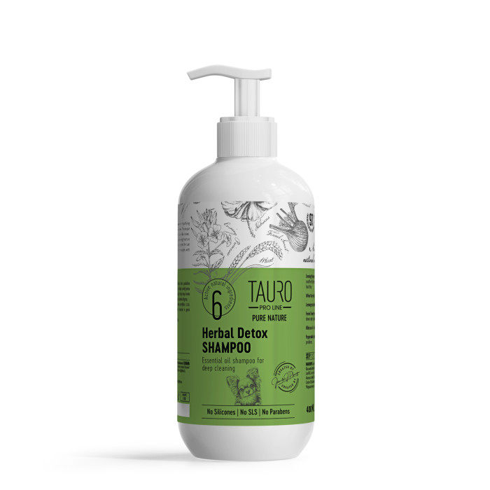 TAURO PRO LINE Pure Nature Herbal Detox, шампунь для глубокого очищения шерсти собак и кошек 