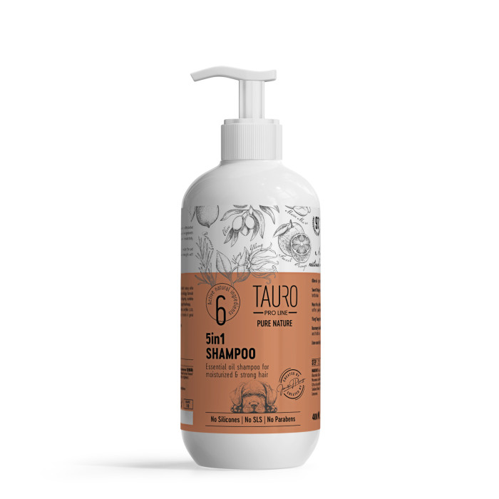 TAURO PRO LINE Pure Nature 5in1, karvkatet niisutav šampoon koertele ja kassidele 