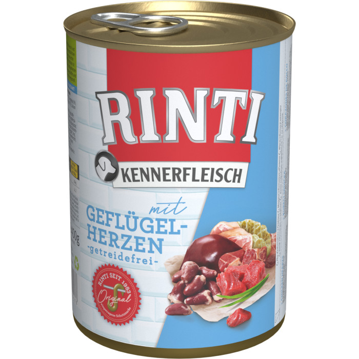 FINNERN RINTI Kennerfleisch консервированный корм для взрослых собак, с куриными сердечками 