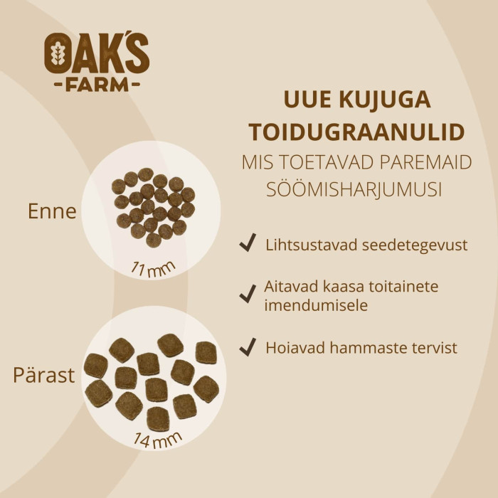 OAK'S FARM teraviljavaba kuivtoit kõigile täiskasvanud koeratõugudele, valge kalaga 