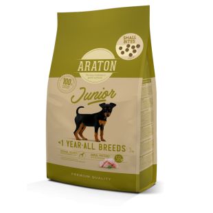 ARATON сухой корм для молодых собак всех пород, с мясом домашней птицы, МЕЛКАЯ ГРАНУЛА 3 кг x 4