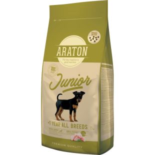 ARATON сухой корм для молодых собак всех пород, с мясом домашней птицы, МЕЛКАЯ ГРАНУЛА 15 кг x 3