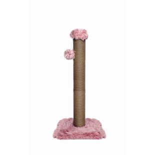P.LOUNGE Kraapimispost kassile, pehme ja pika karvaga 39x39x80 cm, roosa