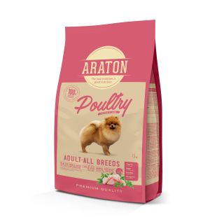 ARATON сухой корм для взрослых собак всех пород, с мясом домашней птицы 15 кг