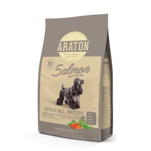 ARATON сухой корм для взрослых собак всех пород, с лососем, 15 кг