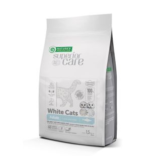 NATURE'S PROTECTION SUPERIOR CARE White Cats Grain Free Herring Adult All Breeds, беззерновой сухой корм с сельдью для кошек всех пород с белым окрасом шерсти 1,5 кг