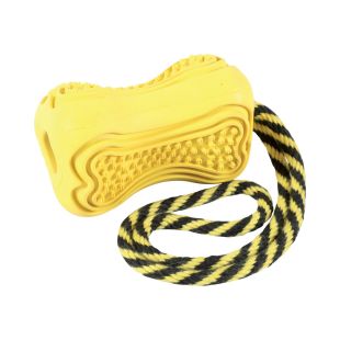 ZOLUX игрушка для домашних животных, с веревкой, "Titan" резиновая, размер M, желтого цвета, 7x7,5x10 cм
