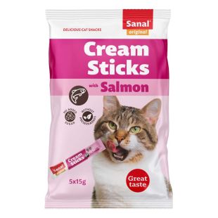 SANAL Cream sticks with Salmon, kreemjas maius lõhega kassidele 5x15 g