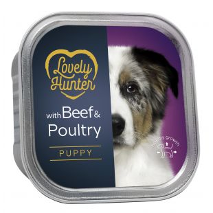 LOVELY HUNTER консервированный корм для молодых собак, с говядиной и курятиной 150 г