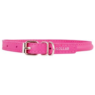 COLLAR Nahast ümmargune kaelarihm pikakarvalistele koertele roosa, 0,6 cm × 25-33 cm