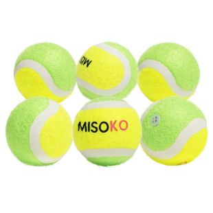MISOKO Koera mänguasi, tennisepallid, heliga, 4 cm, 6 tk tennisepallid, heliga, 6 tk, 4 cm, kollane/roheline