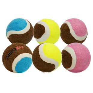 MISOKO Koera mänguasi, tennisepallid, 4,5 cm, 6 tk roosa/sinine/kollane