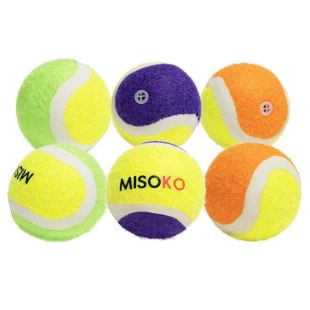 MISOKO Koera mänguasi, kont, heliga, 4,5 cm, 6 tk tennisepallid, heliga, 6 tk, 4,5 cm, lilla/oranž/kollane
