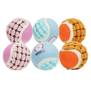 MISOKO игрушка для собак, теннисные мячики, 6 cм, 6 шт. теннисные мячики, 6 шт., 6 cм, цвет синий/розовый/оранжевый
