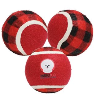 MISOKO Koera mänguasi, kont, heliga, 7,5 cm, 3 tk tennisepallid, 3 tk, 7,5 cm, tumepunane