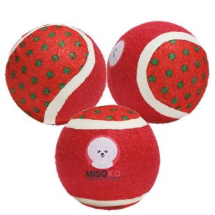 MISOKO Koera mänguasi, kont, heliga, 7,5 cm, 3 tk tennisepallid, 3 tk, 7,5 cm, punane