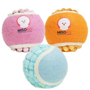 MISOKO Koera mänguasi, kont, heliga, 7,5 cm, 3 tk tennisepallid, 3 tk, 7,5 cm, roosa/lilla, kollane