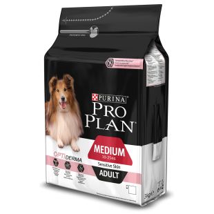 PRO PLAN OPTIDERMA сухой корм для взрослых собак средних пород с чувствительной кожей 3 кг