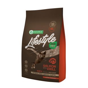 NATURE'S PROTECTION LIFESTYLE сухой беззерновой корм для взрослых стерилизованных кошек, с лососем и крилем 1.5 кг