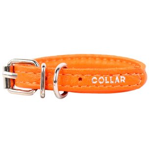 COLLAR Nahast ümmargune kaelarihm pikakarvalistele koertele oranž, 0,6 × 25-33 cm