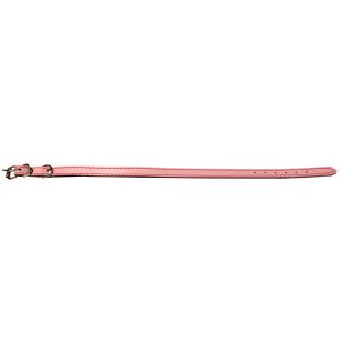HIPPIE PET Ошейник кожаный, 1.0x25 см, розового цвета, велюровая основа