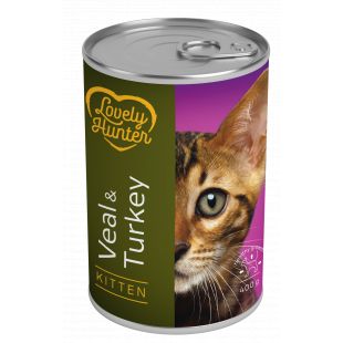 LOVELY HUNTER консервированный корм для молодых кошек, с телятиной и индюшатиной 400 г