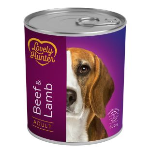 LOVELY HUNTER Täissööt täiskasvanud koertele veise- ja lambalihaga 800 g x 6