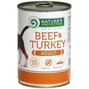 NATURE'S PROTECTION Täissööt täiskasvanud koertele veise- ja kalkuniliha 400 g x 6