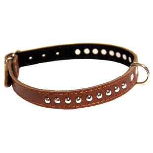 HIPPIE PET Ошейник с металлическими украшениями 1.8x45 cм, коричневый