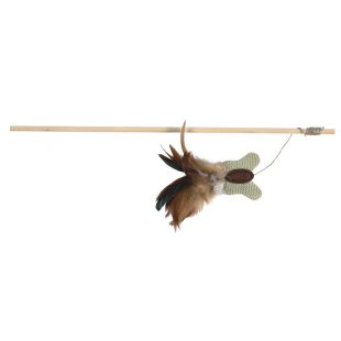 TRIXIE Игрушка-дразнилка для кошек Бабочка с перьями, с кошачьей мятой, 45 см
