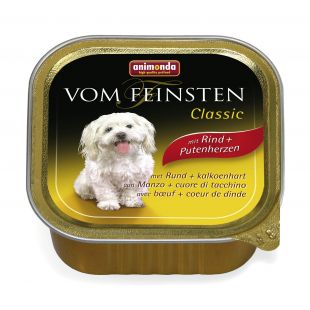 ANIMONDA Vom feinsten classic консервированный корм для взрослых собак, с говядиной и индюшачьими сердечками 150 г
