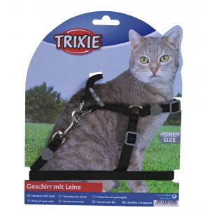 TRIXIE Прогулочный комплект для кошек нейлоновый, со шлейками, 26-37 cм/10 мм, 1,20 м