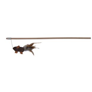 TRIXIE Игрушка-дразнилка для кошек с перьями, мышкой и кошачьей мятой, 50 см