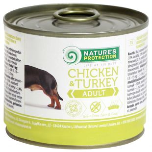 NATURE'S PROTECTION консервированный корм для взрослых собак, с курятиной и индюшатиной 200 г