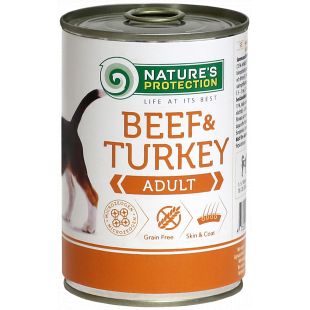 NATURE'S PROTECTION консервированный корм для взрослых собак, с говядиной и индюшатиной 400 г