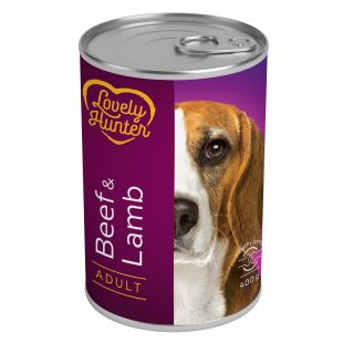 LOVELY HUNTER консервированный корм для взрослых собак, с говядиной и ягнятиной 400 г