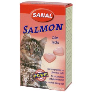 SANAL cat salmon пищевая добавка для кошек 50 г, с лососем, в таблетках